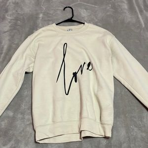 beige love gildan crewneck